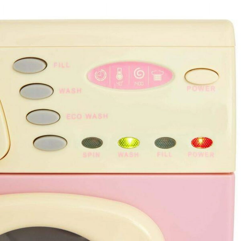 Casdon Toy Washing Machine with Light Sound Spinning Drum Pink