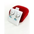 thumbnail image 4 of 925 Sterling Silver Round CZ Dangling Huggies Hoop Earrings Birthstones Women's 12mm, 4 of 5