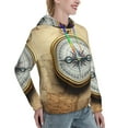 thumbnail image 6 of Daiia Magnetic Old Compass On World Map Pattern Women's Fashion Hoodies & Sweatshirts with Kangaroo Pocket Hooded Sweatshirt with Eye-catching Drawstrings-Large, 6 of 7