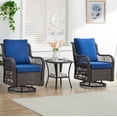 thumbnail image 5 of Garvee 3 Pieces Outdoor Swivel Rocker Chair Set, Outdoor Swivel Glider Rocker, Outdoor Rocking Chair Set with Glass Top Table with Thick Cushions for Backyard, Balcony, Deck, Navy Blue, 5 of 9