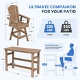 thumbnail image 3 of SERWALL 3-Piece Outdoor Swivel Bar Set with Table, 2 HDPE Swivel Bar Chairs & 1 Bar Table, All-Weather Patio Barstool Furniture, Brown, 3 of 7