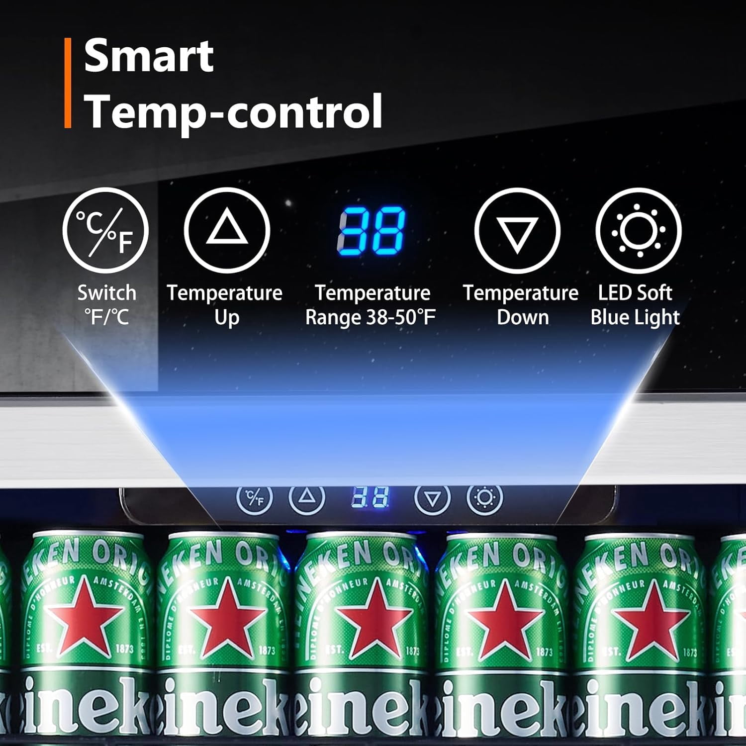 24 Inch Under Counter Beverage Fridge -Max 164Cans Capacity Drink cooler,Perfectly for Built in Space and Adjustable shelves