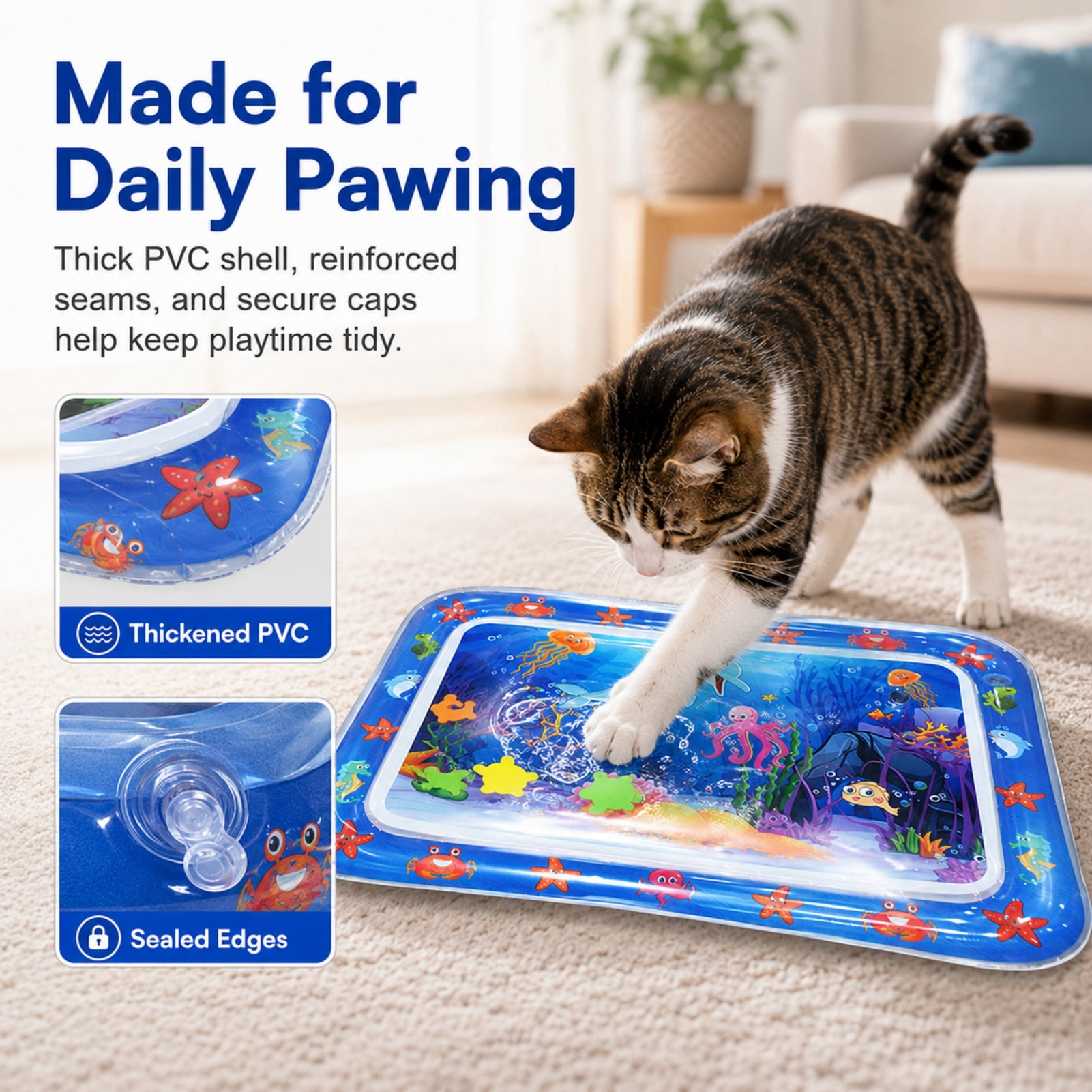 Aquameow Water Cat Toy, Aquameow Cat Toy, Durable Pvc Material with Interactive Flowing Design, Dual-Chamber Air-Water Structure with Easy Assembly, Collapsible Design, Ideal for Cats