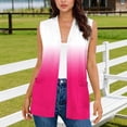 thumbnail image 2 of SZJXBUY Womens Summer Cardigan Lightweight Plus Size Color Block Open Front Casual Sleeveless Cardigans Dressy Gradient Loose Oversized Vests with Pockets Hot Pink,XXL, 2 of 5