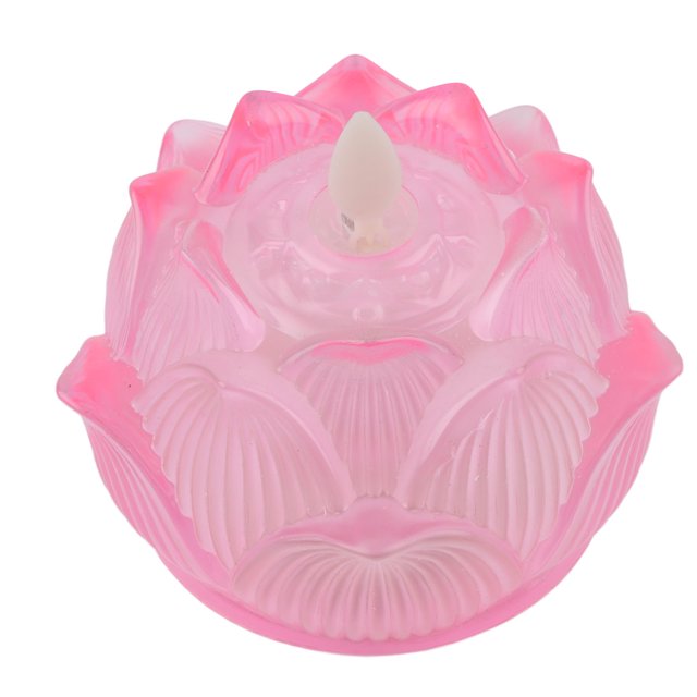 LED Flower Lamp Imitation Glass Yellow Light Electronic Candle Lotus Flower Decor for Home OfficePink