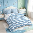 thumbnail image 2 of Manfei Stripe Seashell Bow 7 Pieces Full Size Bedding Sets,Conch Starfish Nautical Full Size Bed in a Bag,Colorful Stars Reversible, 2 of 7