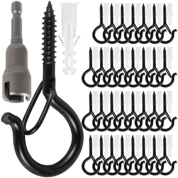 32Pcs QHanger Hooks Screw Hook for Outdoor String Lights Ceiling Hook