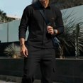 thumbnail image 6 of Zenithor Men's 2 Piece Outfits Winter Warm Long Sleeve Button-Up Shirts and Elastic Waist Cargo Pants Set for Commute Casual S-3XL, 6 of 7