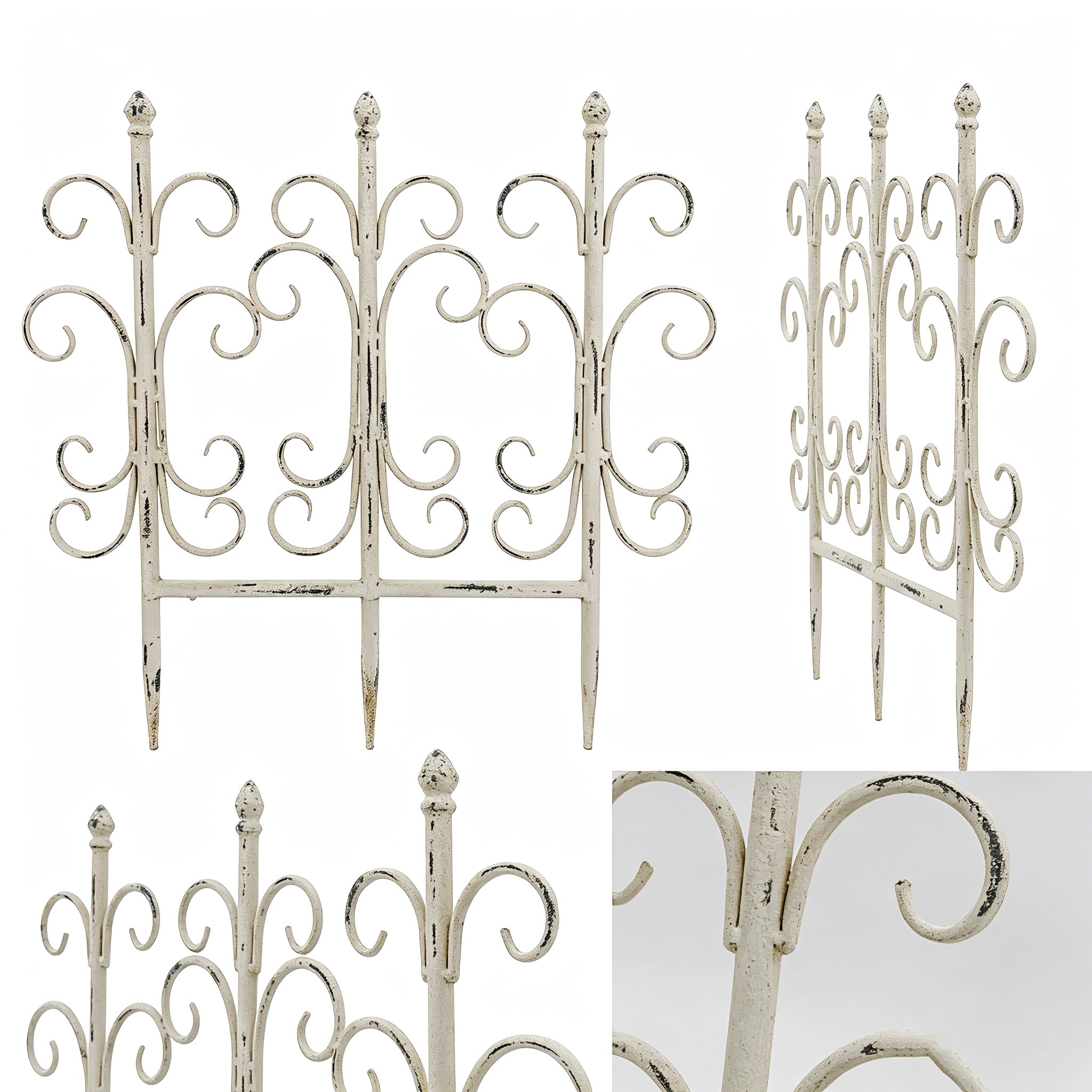 Iron Garden Fence, Decorative Fence Pannels, Outdoor Yard Landscape Pathway Border Panels Anti Animal Flowers Plants Barrier Climbing Trellis, 19.48"*19"