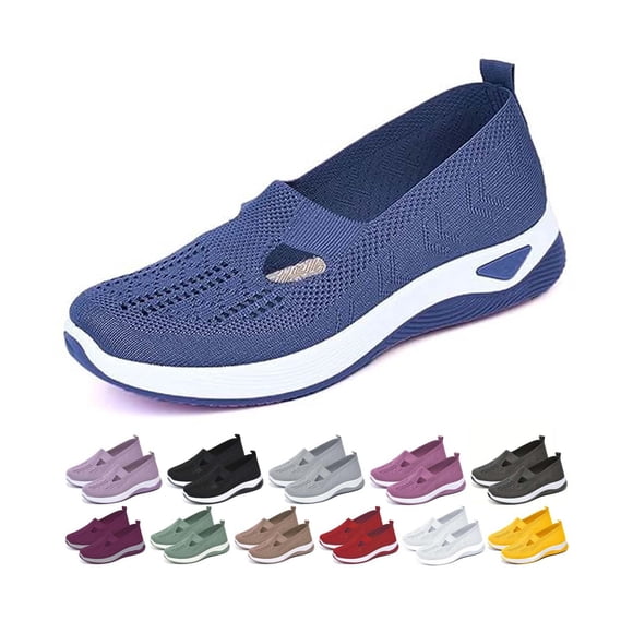 Zapatos ortopédicos Yilia para mujer, anchos y transpirables, sin cordones, azules
