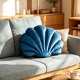 thumbnail image 4 of Partheme 15x11 in Soft Velvet Seashell Throw Pillow,Lint Free Shell Shape Cushion Decorative Accent for Sofa Couch Bed Living Room.Mother’s Day Coastal Gift and Beach House Decor Essential,Dark Blue, 4 of 6