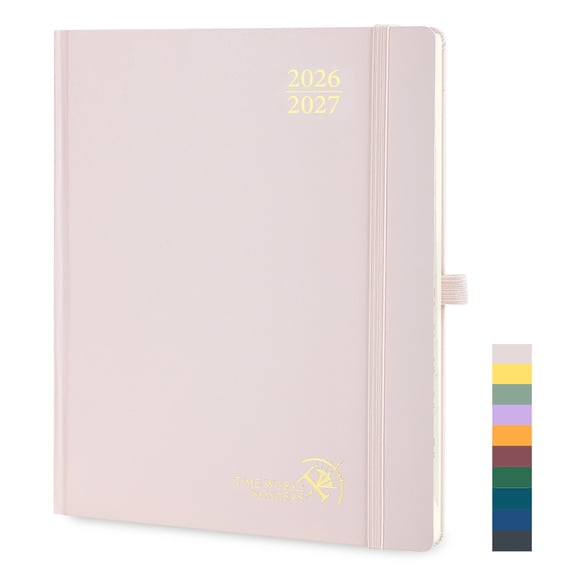 POPRUN Academic Planner 2026-2027, 8.5"x 10.5", (Jul.26-Jun.27) Weekly Monthly Appointment Book with Hourly Time Slots, Hardcover & Monthly Tabs, 100GSM Thick Paper - Light Pink