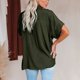 thumbnail image 3 of Estrela Camisa con cuello vuelto para mujer, camisa con dobladillo suelto de manga corta de Color puro con un solo pecho, Top OD verde XXL, 3 of 3