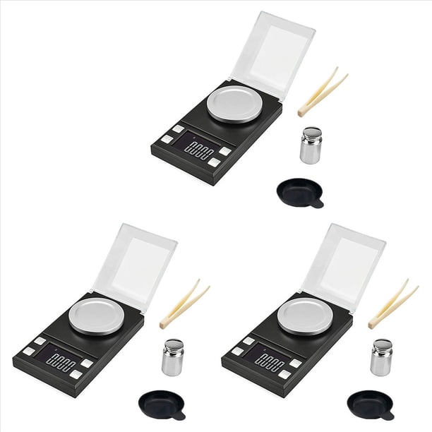 3X Escala Digital de Miligramos 100G / 0.001G, Escala de de Mini Quilates de Alta PrecisióN para BáScula de Bolsillo con Peso de CalibracióN
