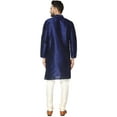 thumbnail image 3 of SKAVIJ Men's Art Silk Kurta Pajama Set Indian Traditional Wear Dress Blue M, 3 of 6