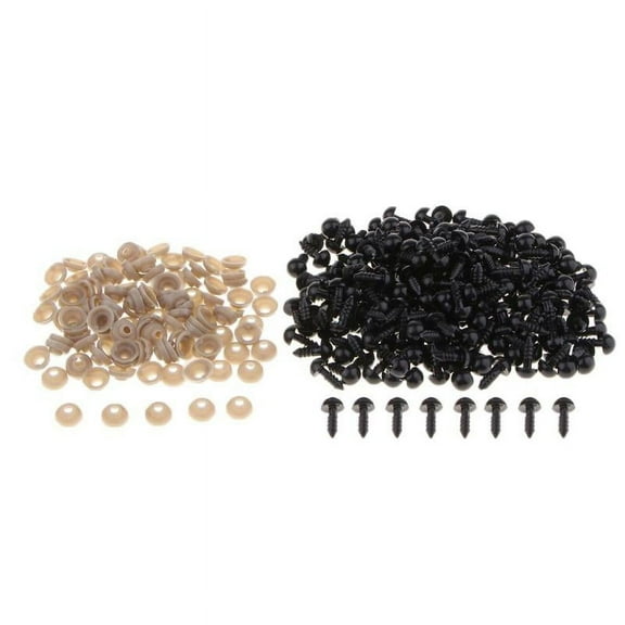 200pcs 8mm Black Safety Eyes with Washers, Environmental Non-, High Quality , Sturdy and Smooth