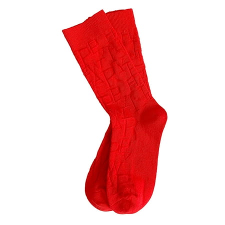

fvwitlyh Womens Cushioned No Show Socks Women Autumn And Winter Red Color Matching Thickened Warm Mid Tube Socks Women Man of Men