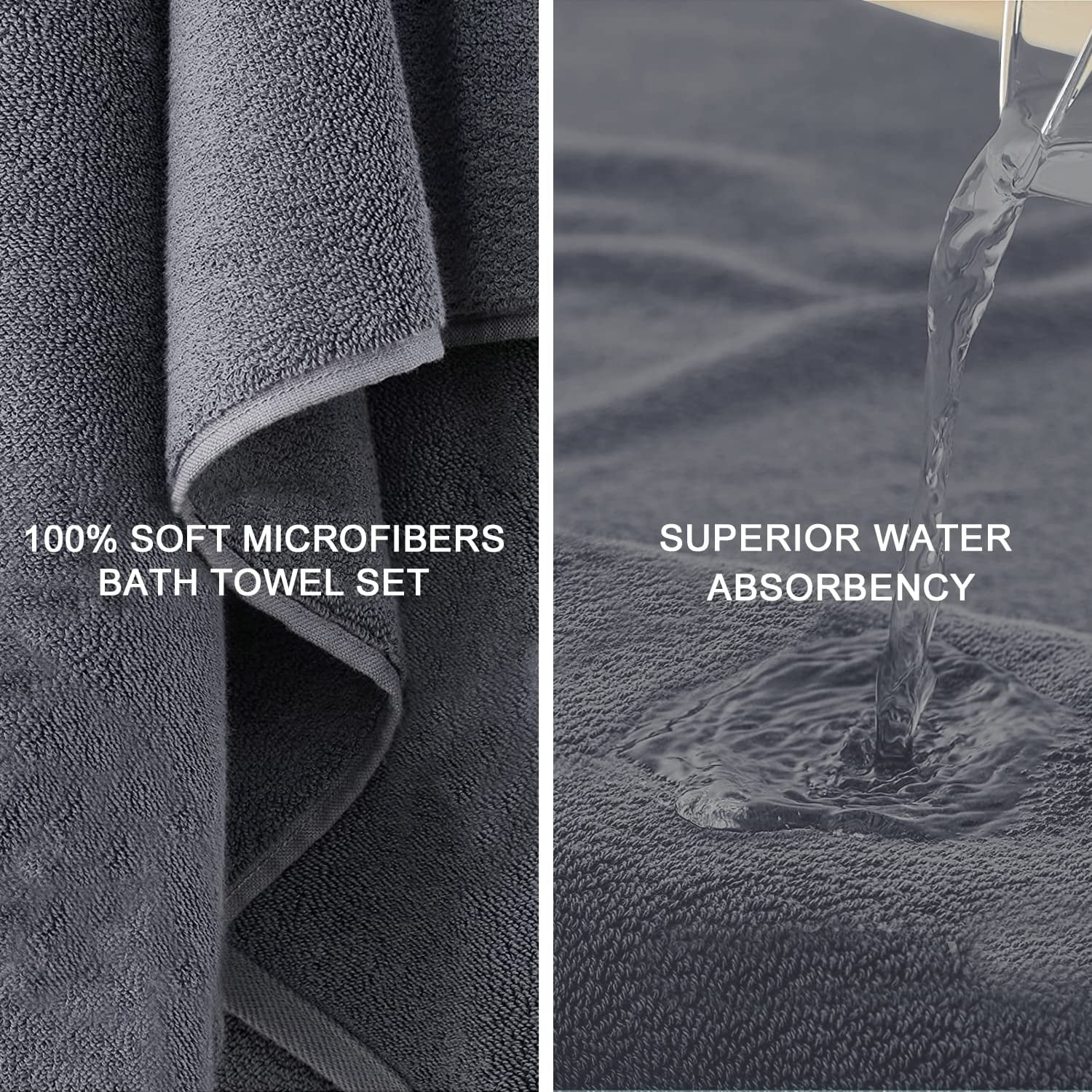 Green Essen 4 Pack Oversized Bath Towel Sets 700 GSM Soft Shower Towels 35 x 70 Inches Quick Dry Bath Sheets Highly Absorbent Bath Towel Clearance for Bathroom Spa Hotel Gym(Dark Grey)