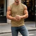 thumbnail image 7 of OGLCCG Tank Tops Men Muscle Athletic Sleeveless Shirt Casual Summer Loose Fit Crewneck Active Tank Top with Pocket,Khaki, 7 of 7