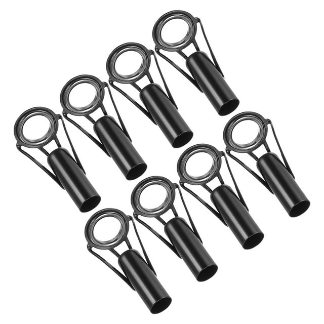 Unique Bargains 8.5mm Stainless Steel Fishing Rod Tip Repair Kit Pole Ring Guide Replacement, Black 8 Pack
