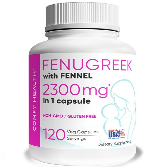 COMFY HEALTH Breastfeeding Supplement Lactation Support Increase Your Milk Supply Fenugreek Capsules Fennel 2300MG 120 Capsules Pills