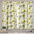 thumbnail image 2 of Ambesonne Floral Valance & Curtain, Linear Style Circles Flowers, 55"x24", Pale Yellow Charcoal Grey, 2 of 7