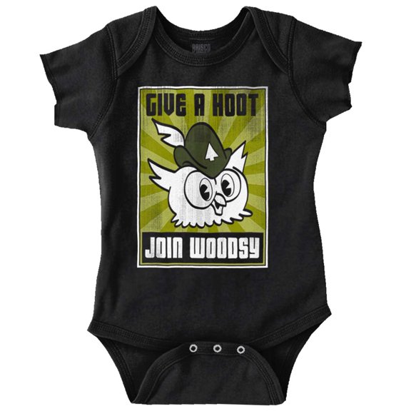 Woodsy Owl Give a Hoot Forest Service Romper Boys or Girls Infant Baby Brisco Brands 12M