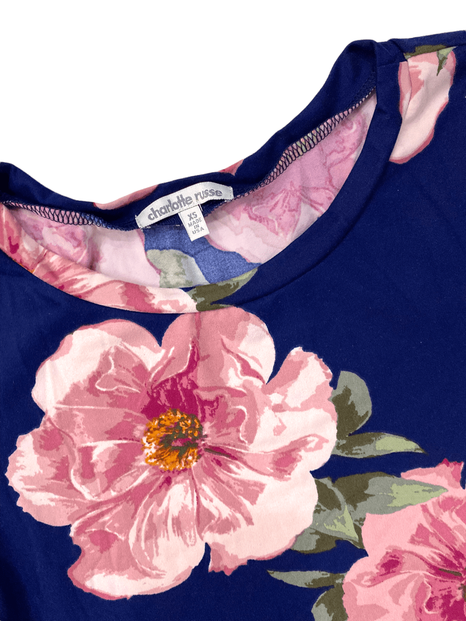 charlotte russe pink floral dress Charlotte Russe Women's Bodycon Pink Floral Navy Blue Dress (X-Small), Size: XS