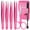 Pink, variant on MORGLES 6Pcs Stainless Steel Tweezers Set for Eyebrow Shaping & Ingrown Hair - Curved Scissors, Brow Brush & Leather Case, Mixed Color