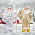 thumbnail image 4 of Todaioua 12" Christmas Santa Figurines Standing Santa Claus Figure Wearing Coat Clothes & Boots, Gifts Bag and Present Box in Arms, Gifts for Holdiday Winter Home Table Xmas Party, 4 of 6