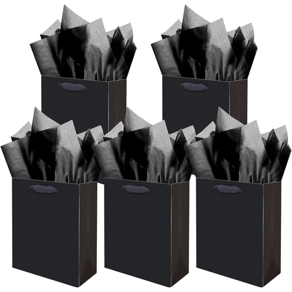 Gift Bags Solid Color White Cardboard Ribbon Handles Reusable