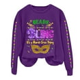 thumbnail image 4 of Sweatshirts Hoodies for Women Long Sleeve Crew Neck Winter Fall BEADS & BLING It's A Mardi Gras Thing Letter Print Top Casual Tops, 4 of 4