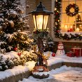 thumbnail image 5 of Christmas Outdoor Solar Lights, Solar Christmas Yard Decorations, Resin Courtyard Lamppost Lantern With Woodland Animal Figurines Multicolor LED Light 14.9 in for Pathway Porch Garden, 5 of 9