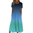thumbnail image 1 of asddcavvf Robes pour Femmes Robe Décontractée à Manches Courtes Imprimée Col Rond Ourlet Fendu, 1 of 5