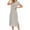 Gray, variant on Aofany Women's Nightshirt Short Sleeve Button Down Crewneck Nightgown Striped Sleepwear Casual Pajama Slit Long Dress with Pocket