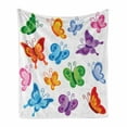 thumbnail image 1 of Butterfly Soft Flannel Fleece Throw Blanket, Colorful Butterfly Pattern Ornamentation Winged Animal Love Graphic Print, Cozy Plush for Indoor and Outdoor Use, 50" x 70", Multicolor, by Ambesonne, 1 of 6