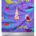 thumbnail image 1 of Soimoi Purple Cotton Voile Fabric Text & Bird Artistic Printed Fabric 1 Yard 42 Inch Wide, 1 of 5