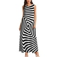 thumbnail image 3 of 2025 Black And White Striped Dress Summer Optical Art Aesthetic Casual Long Dresses Women Modern Maxi Dress Birthday Present, 3 of 6