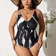 thumbnail image 3 of JoveMarine Women's Plus Size Floral One-Piece Swimsuit V-Neck Monokini with Ruffled Skirt & Back Cutout for Vacation Resort and Summer Beach Holiday Black L, 3 of 6