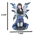 thumbnail image 2 of Ebros Blue Celestial Witch Fairy Cradling A Mystical Black Cat Statue 8.25" Tall, 2 of 12