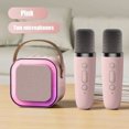 thumbnail image 4 of DEBGFS Integrated Bluetooth Audio Portable Wireless Microphone, Children's Karaoke Machine, Intelligent Wireless Mini Speaker with 2 Microphone(Pink),Pink, 4 of 6