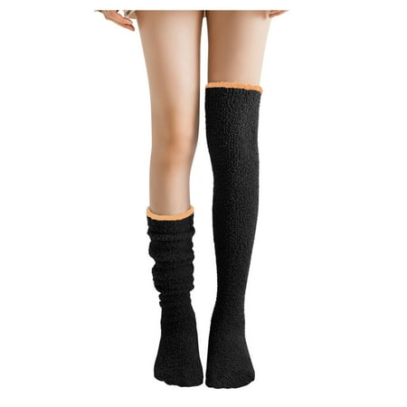 

Over Knee Socks High Winter Socks Thigh-High Warm Leggings Socks Home Fuzzy Solid Warm Women s Socks Kick Resistance Socks