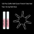 thumbnail image 5 of Ealicere 120 pcs Coffin Half Cover French Fake Nail Tips and 2x 2g Nail Glue, 5 of 7