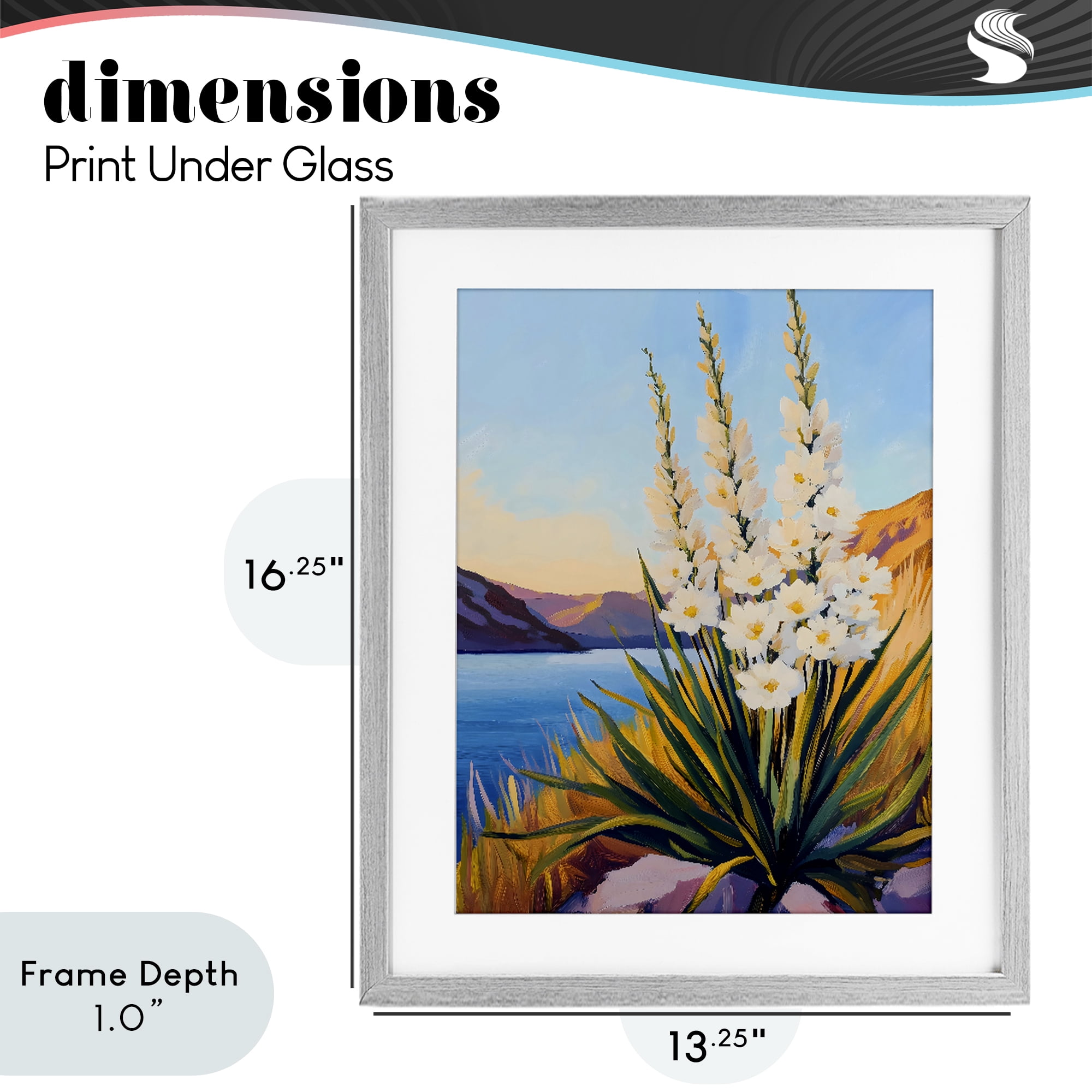 Stupell Industries Yucca in Bloom By The Lake Gray Framed Print Under Glass, design by The Prints Vibe