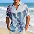 thumbnail image 2 of BUWTTER Mens Shirts Button Down Casual Short Sleeve with Print Comfortable Outdoor Activities Blue Shirt L, 2 of 4