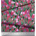 thumbnail image 2 of Soimoi Georgette Viscose Fabric Leaves & Tulip Floral Print Fabric by The Yard 42 Inch Wide, 2 of 3