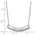 thumbnail image 3 of Custom Personalized 10K White Gold Small Polished Curved Edwardian Script Bar Necklace 10k White Gold: Jewelry by Sweet Pea - Made in USA, 3 of 5