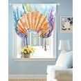 thumbnail image 2 of Summer Coastal Tie Up Curtains for Window, Thermal Insulted Balloon Shade Adjustable Rod Pocket Curtains Valance Panels for Kitchen Bathroom Cafe 42 x 54 Ocean Colorful Shell Coral, 2 of 6