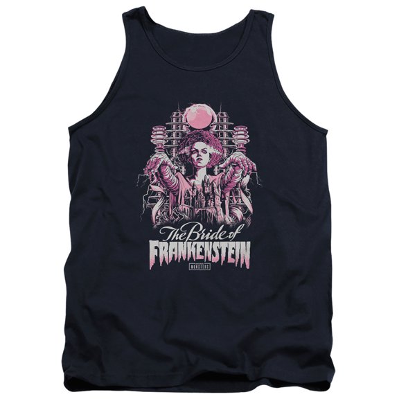Universal Monsters Bride of Frankenstein Poster Unisex Adult Tank Top, Navy, Small