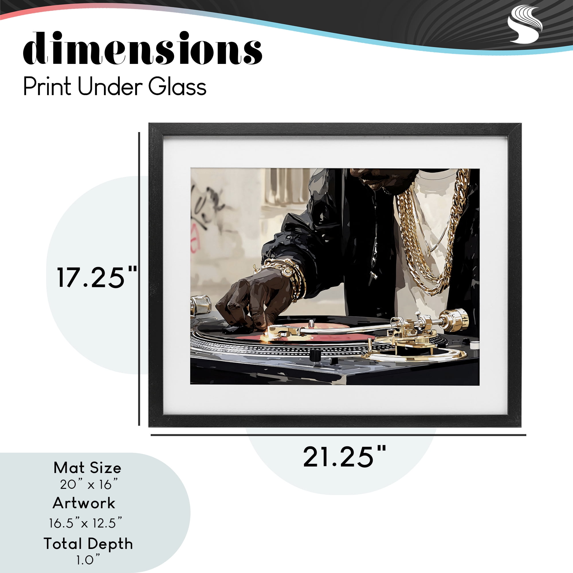 Stupell Industries Golden Touch on DJ's Turntable Black Framed Print Under Glass, design by Franklyn Gregory